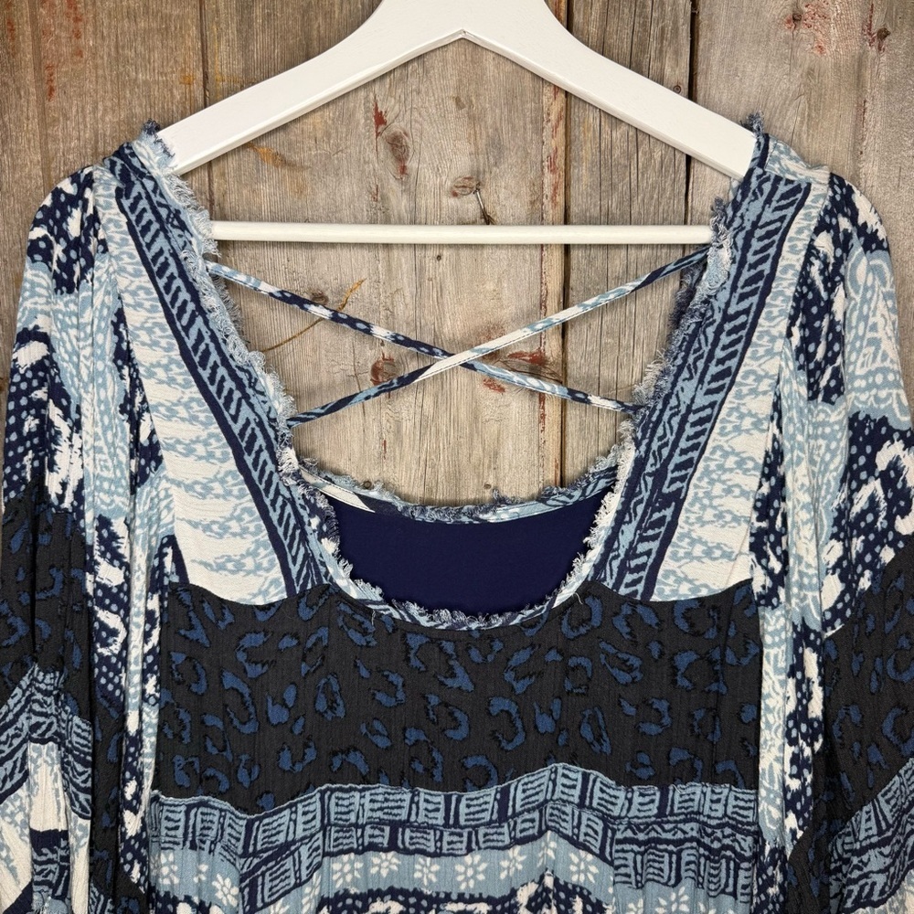Free People Heart of Gold Dress in Blue Paisley Combo size XS - Picture 8 of 15